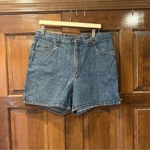 Vintage Halston Jeanswear Shorts Size 16 Mom Jeans High Rise Blue Denim Zip